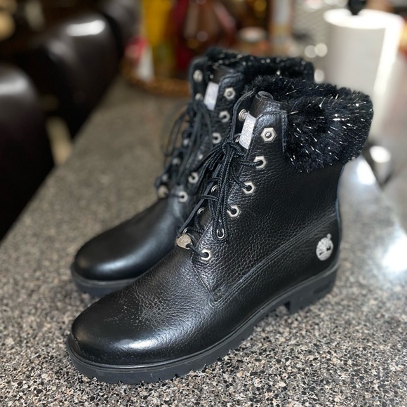 NEW Timberland Vintage Premium Leather Combat Fur Boots Womens Size 9M Unisex - Picture 2 of 9